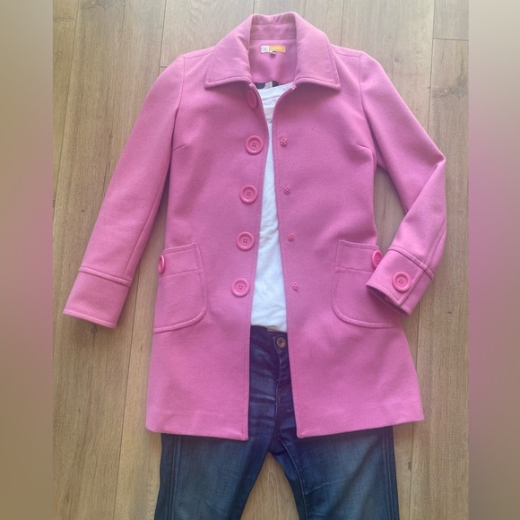 Tulle Jackets & Blazers - Gorgeous Wool Pink Coat with Lining. Size S. Fits XS.